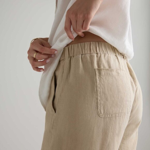 QUNICE M Driftwood 100% European Flax Linen Pants - Picture 2 of 9